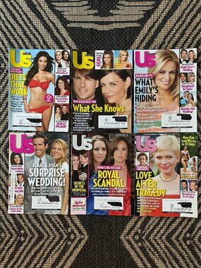 Vintage Lot of 6 US Weekly Magazines 2012 Celebrity Gossip Fashion Party Life